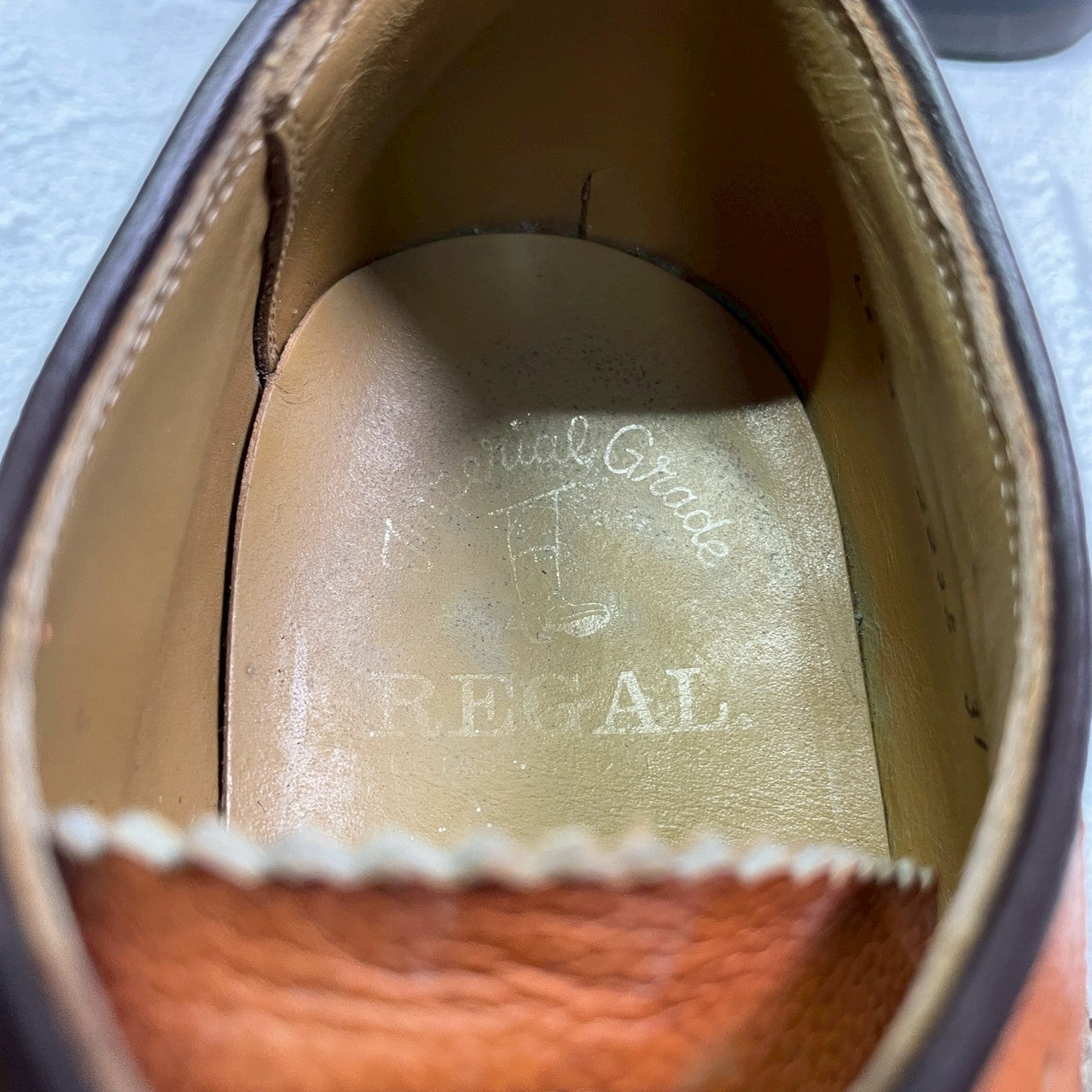 【良品】REGAL リーガル INPERIAL GRADE インペリアルグレード 2235 ロングウイング 外羽根 メダリオン フルブローグ 茶 ライトブラウン 25cm【W3413】