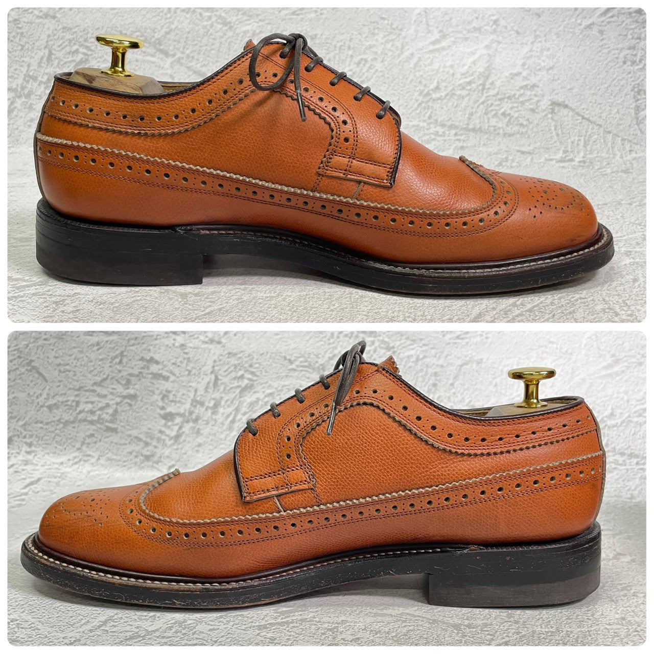 【良品】REGAL リーガル INPERIAL GRADE インペリアルグレード 2235 ロングウイング 外羽根 メダリオン フルブローグ 茶 ライトブラウン 25cm【W3413】