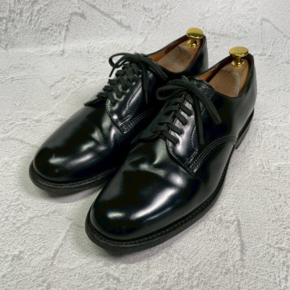 良品】SANDERS サンダース 1384B Officer Shoe オフィサーシューズ プレーン 外羽根 サービス ポリッシュドカーフ ダイナイトソール 黒 ブラック UK7 / 26.0〜26.5 cm【W3414】