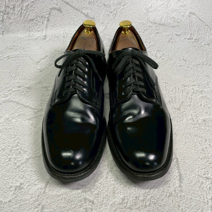 良品】SANDERS サンダース 1384B Officer Shoe オフィサーシューズ プレーン 外羽根 サービス ポリッシュドカーフ ダイナイトソール 黒 ブラック UK7 / 26.0〜26.5 cm【W3414】