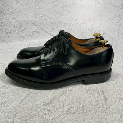 良品】SANDERS サンダース 1384B Officer Shoe オフィサーシューズ プレーン 外羽根 サービス ポリッシュドカーフ ダイナイトソール 黒 ブラック UK7 / 26.0〜26.5 cm【W3414】