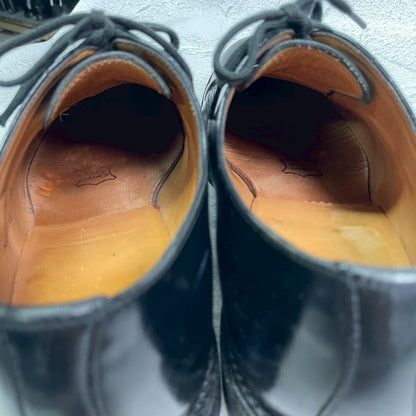 良品】SANDERS サンダース 1384B Officer Shoe オフィサーシューズ プレーン 外羽根 サービス ポリッシュドカーフ ダイナイトソール 黒 ブラック UK7 / 26.0〜26.5 cm【W3414】