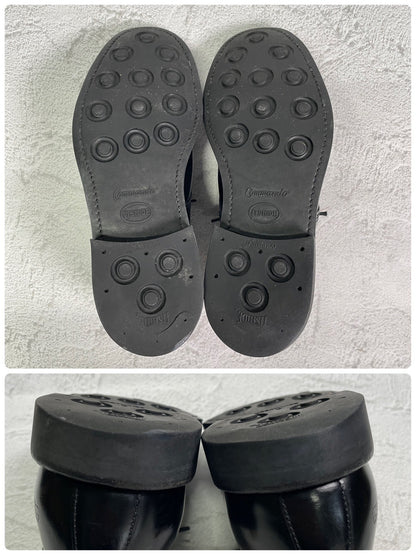 良品】SANDERS サンダース 1384B Officer Shoe オフィサーシューズ プレーン 外羽根 サービス ポリッシュドカーフ ダイナイトソール 黒 ブラック UK7 / 26.0〜26.5 cm【W3414】