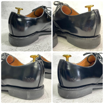 良品】SANDERS サンダース 1384B Officer Shoe オフィサーシューズ プレーン 外羽根 サービス ポリッシュドカーフ ダイナイトソール 黒 ブラック UK7 / 26.0〜26.5 cm【W3414】