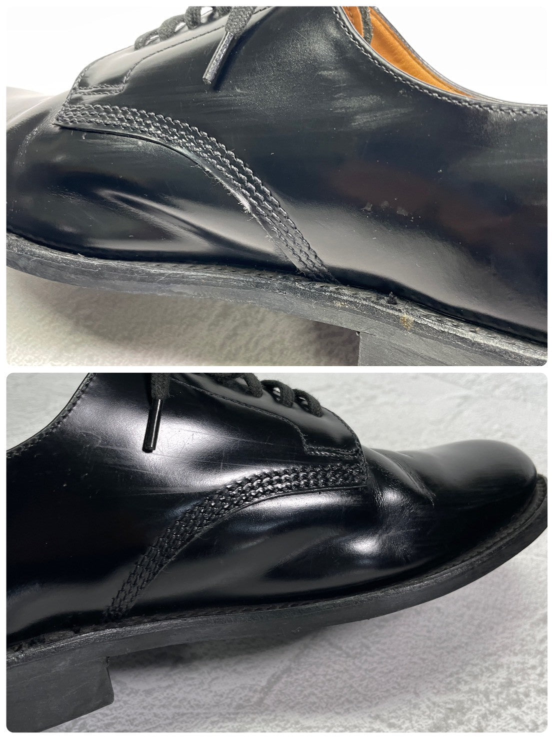 良品】SANDERS サンダース 1384B Officer Shoe オフィサーシューズ プレーン 外羽根 サービス ポリッシュドカーフ ダイナイトソール 黒 ブラック UK7 / 26.0〜26.5 cm【W3414】