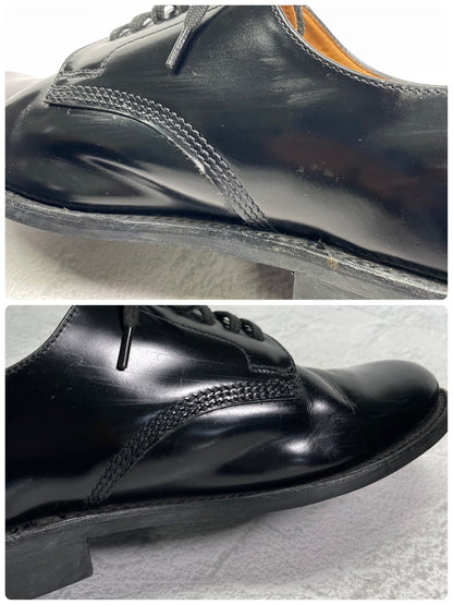 良品】SANDERS サンダース 1384B Officer Shoe オフィサーシューズ プレーン 外羽根 サービス ポリッシュドカーフ ダイナイトソール 黒 ブラック UK7 / 26.0〜26.5 cm【W3414】