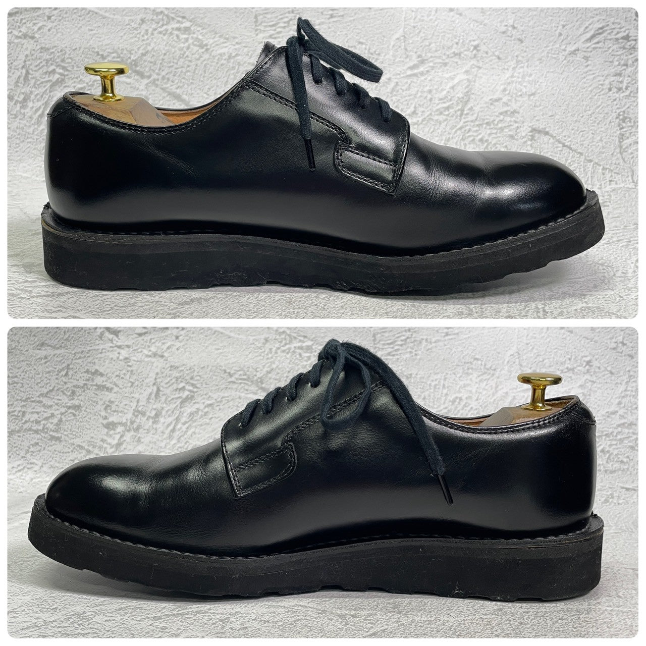 【美品】DANNER ダナー D910110 Postman Shoe ポストマンシューズ プレーン 外羽根 フラットソール 黒 ブラック US9 / 27.0cm【W3415】