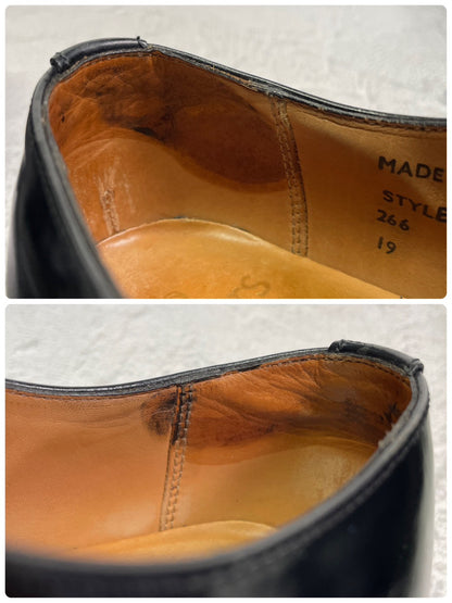 良品】SANDERS サンダース 1384B Officer Shoe オフィサーシューズ プレーン 外羽根 サービス ポリッシュドカーフ ダイナイトソール 黒 ブラック UK7 / 26.0〜26.5 cm【W3414】