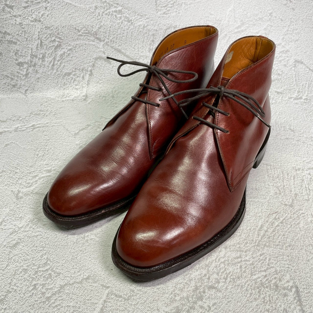 【良品】Johnston&Murphy ジョンストンアンドマーフィー Aristocraft アリストクラフト チャッカブーツ ジョージブーツ 3アイレット 茶 ブラウン US8 / 26cm【W3417】