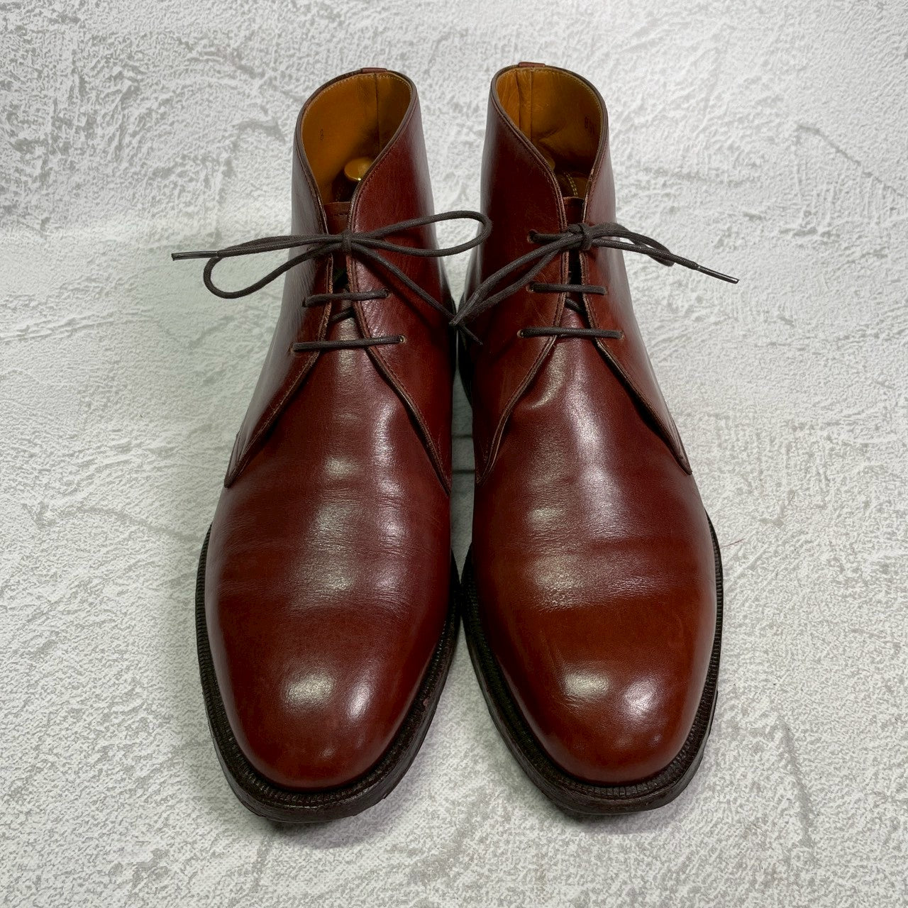 【良品】Johnston&Murphy ジョンストンアンドマーフィー Aristocraft アリストクラフト チャッカブーツ ジョージブーツ 3アイレット 茶 ブラウン US8 / 26cm【W3417】