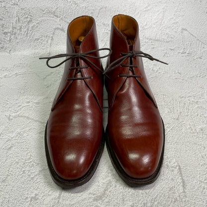 【良品】Johnston&Murphy ジョンストンアンドマーフィー Aristocraft アリストクラフト チャッカブーツ ジョージブーツ 3アイレット 茶 ブラウン US8 / 26cm【W3417】