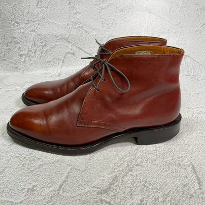 【良品】Johnston&Murphy ジョンストンアンドマーフィー Aristocraft アリストクラフト チャッカブーツ ジョージブーツ 3アイレット 茶 ブラウン US8 / 26cm【W3417】