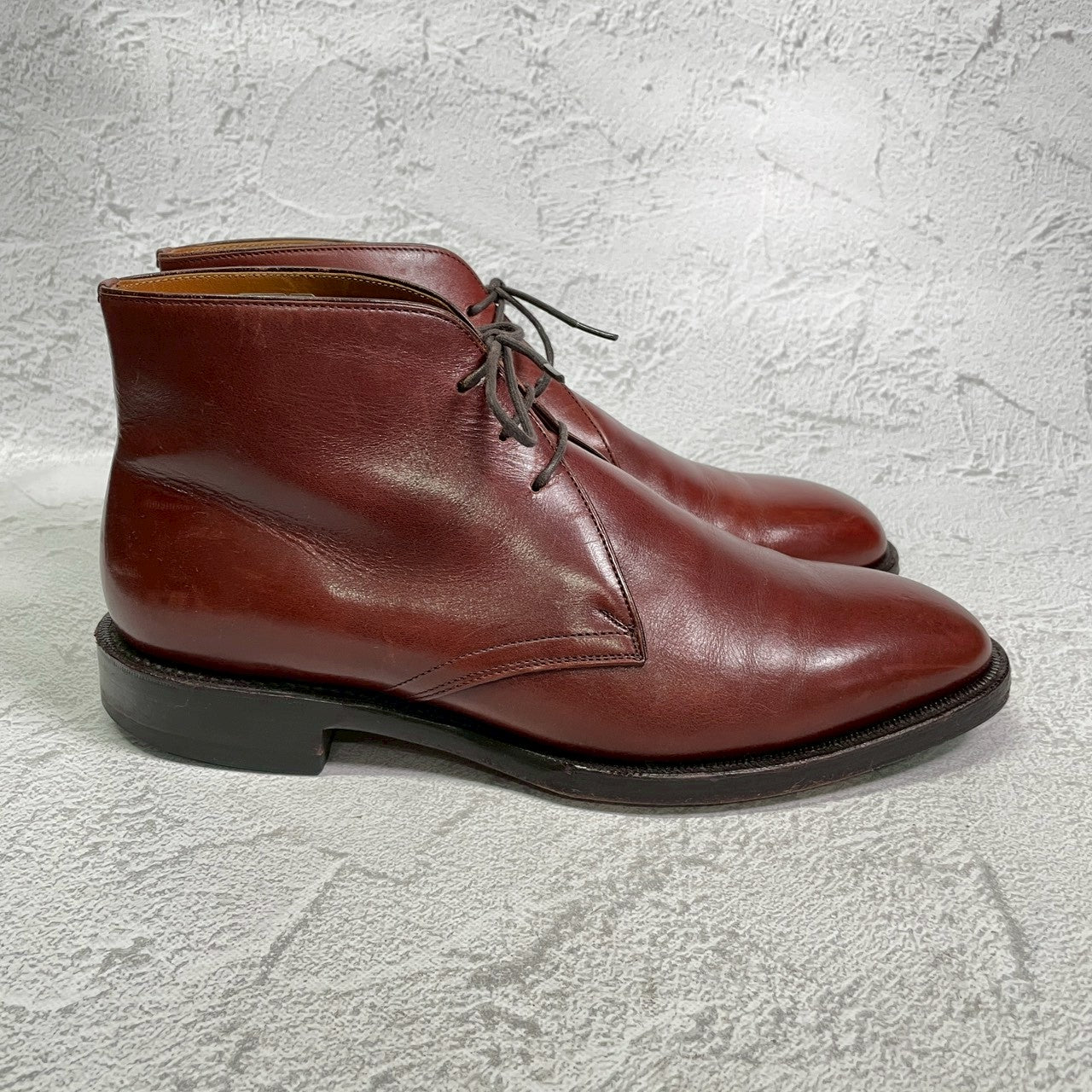 【良品】Johnston&Murphy ジョンストンアンドマーフィー Aristocraft アリストクラフト チャッカブーツ ジョージブーツ 3アイレット 茶 ブラウン US8 / 26cm【W3417】