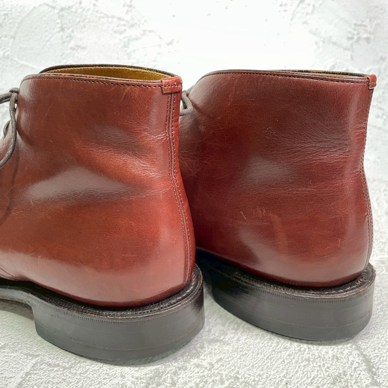 【良品】Johnston&Murphy ジョンストンアンドマーフィー Aristocraft アリストクラフト チャッカブーツ ジョージブーツ 3アイレット 茶 ブラウン US8 / 26cm【W3417】