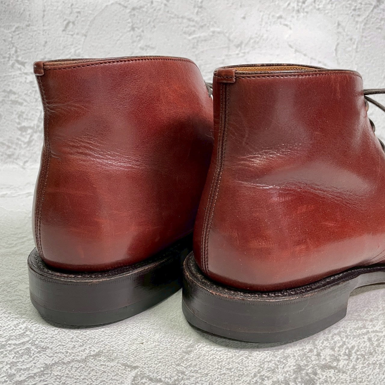 【良品】Johnston&Murphy ジョンストンアンドマーフィー Aristocraft アリストクラフト チャッカブーツ ジョージブーツ 3アイレット 茶 ブラウン US8 / 26cm【W3417】