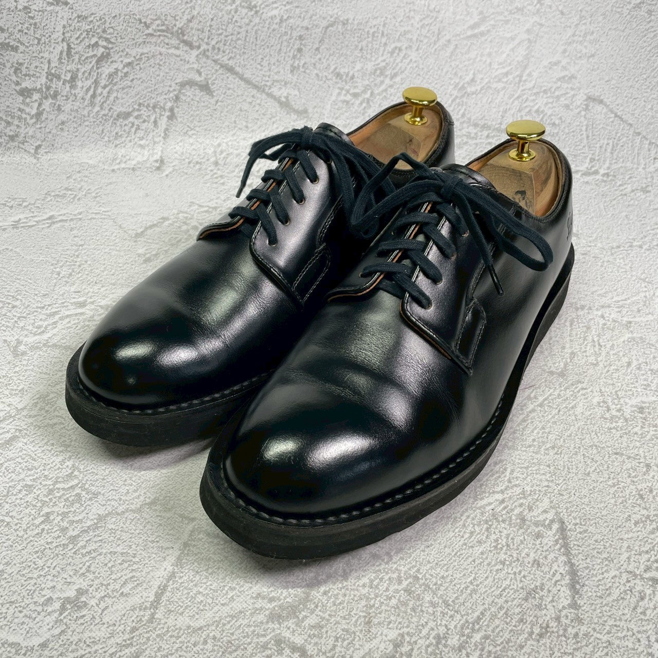 【美品】DANNER ダナー D910110 Postman Shoe ポストマンシューズ プレーン 外羽根 フラットソール 黒 ブラック US9 / 27.0cm【W3415】