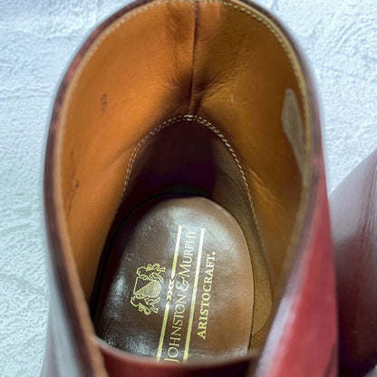 【良品】Johnston&Murphy ジョンストンアンドマーフィー Aristocraft アリストクラフト チャッカブーツ ジョージブーツ 3アイレット 茶 ブラウン US8 / 26cm【W3417】