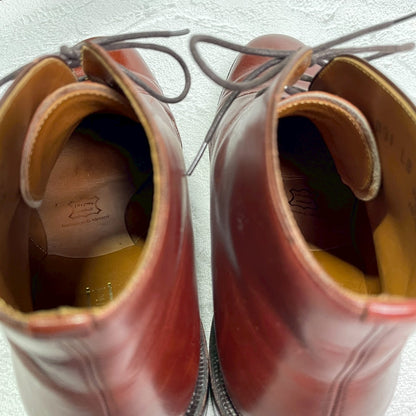 【良品】Johnston&Murphy ジョンストンアンドマーフィー Aristocraft アリストクラフト チャッカブーツ ジョージブーツ 3アイレット 茶 ブラウン US8 / 26cm【W3417】