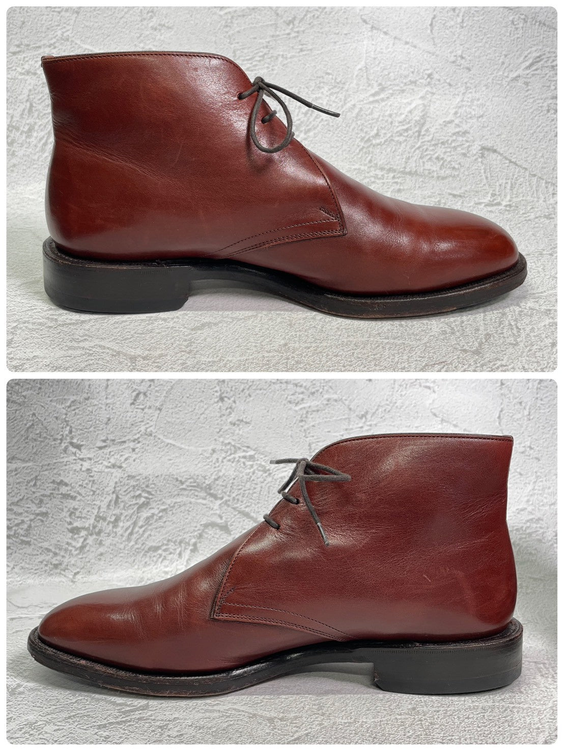 【良品】Johnston&Murphy ジョンストンアンドマーフィー Aristocraft アリストクラフト チャッカブーツ ジョージブーツ 3アイレット 茶 ブラウン US8 / 26cm【W3417】