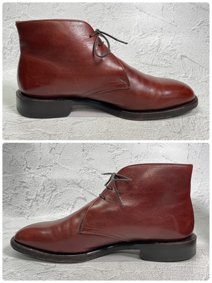 【良品】Johnston&Murphy ジョンストンアンドマーフィー Aristocraft アリストクラフト チャッカブーツ ジョージブーツ 3アイレット 茶 ブラウン US8 / 26cm【W3417】