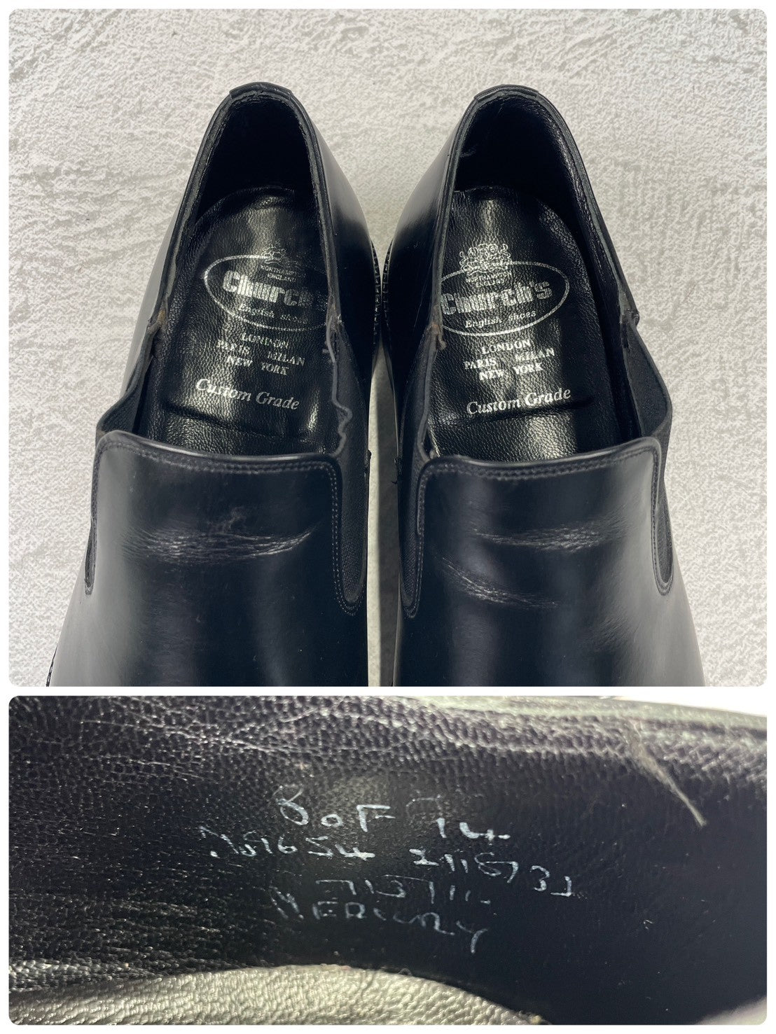Excellent condition Church's Sidegoa semi-square plain low-top black sandals, size 80F, UK8, 26.5cm (W3419).