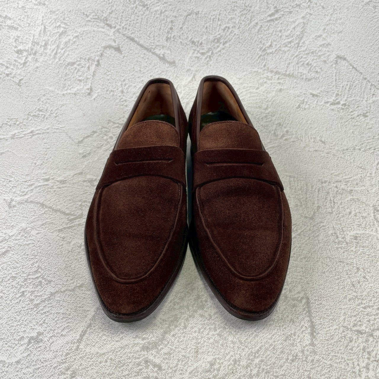 【良品】Crockett&Jones / クロケットアンドジョーンズ BRAMWELL / ブラムウェル コインローファー スエード 濃茶 ブラウン UK7 / 25.5cm【W3422】