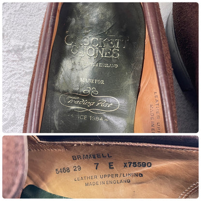 【良品】Crockett&Jones / クロケットアンドジョーンズ BRAMWELL / ブラムウェル コインローファー スエード 濃茶 ブラウン UK7 / 25.5cm【W3422】