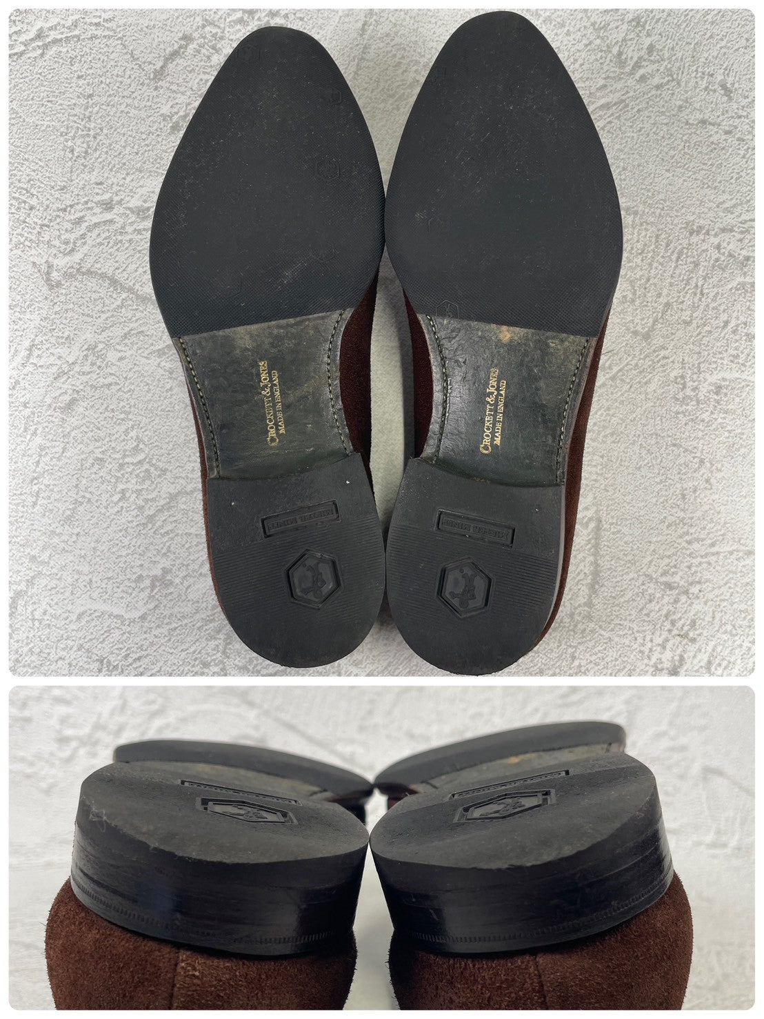 【良品】Crockett&Jones / クロケットアンドジョーンズ BRAMWELL / ブラムウェル コインローファー スエード 濃茶 ブラウン UK7 / 25.5cm【W3422】