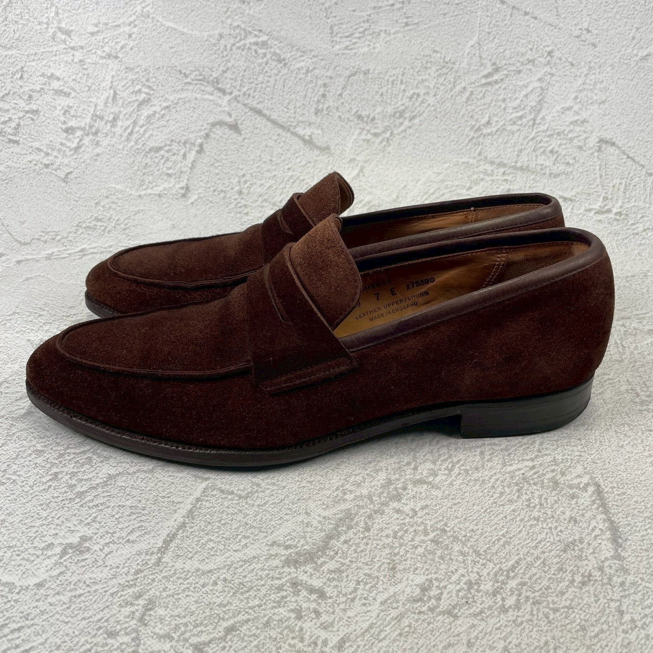 【良品】Crockett&Jones / クロケットアンドジョーンズ BRAMWELL / ブラムウェル コインローファー スエード 濃茶 ブラウン UK7 / 25.5cm【W3422】