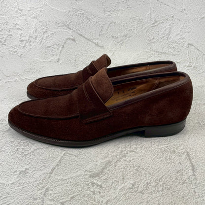 【良品】Crockett&Jones / クロケットアンドジョーンズ BRAMWELL / ブラムウェル コインローファー スエード 濃茶 ブラウン UK7 / 25.5cm【W3422】