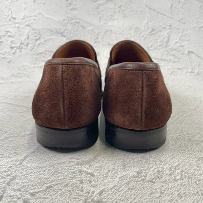 【良品】Crockett&Jones / クロケットアンドジョーンズ BRAMWELL / ブラムウェル コインローファー スエード 濃茶 ブラウン UK7 / 25.5cm【W3422】