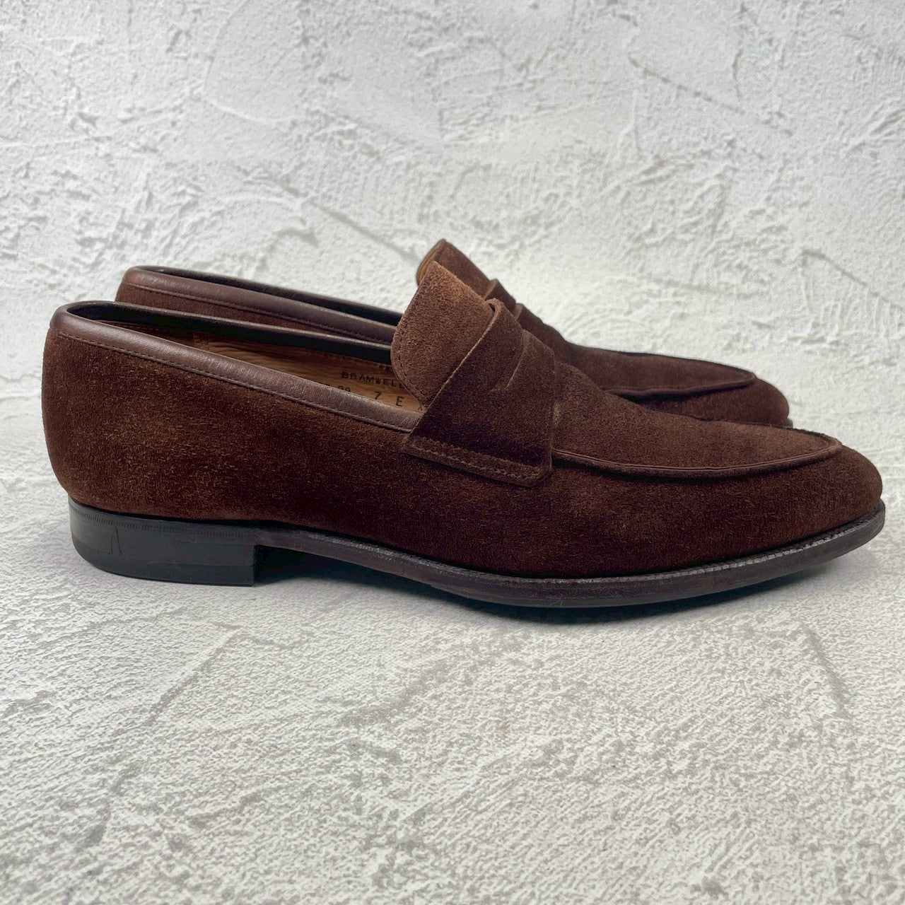 【良品】Crockett&Jones / クロケットアンドジョーンズ BRAMWELL / ブラムウェル コインローファー スエード 濃茶 ブラウン UK7 / 25.5cm【W3422】