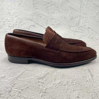 【良品】Crockett&Jones / クロケットアンドジョーンズ BRAMWELL / ブラムウェル コインローファー スエード 濃茶 ブラウン UK7 / 25.5cm【W3422】