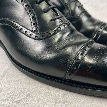 Church's Diplomat Full Brogue Straight Heel Boots with Inner Wings, Black, UK 7.5, Size 26cm (W3423) - Lift Replaced