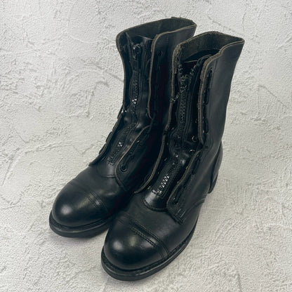 [Made in 1991] US ARMY / MILITLY Military Front Zip Boots, Straight, Wingtip, Steel Toe, Black, US Size 6.5 / Equivalent to 25cm [W3430]