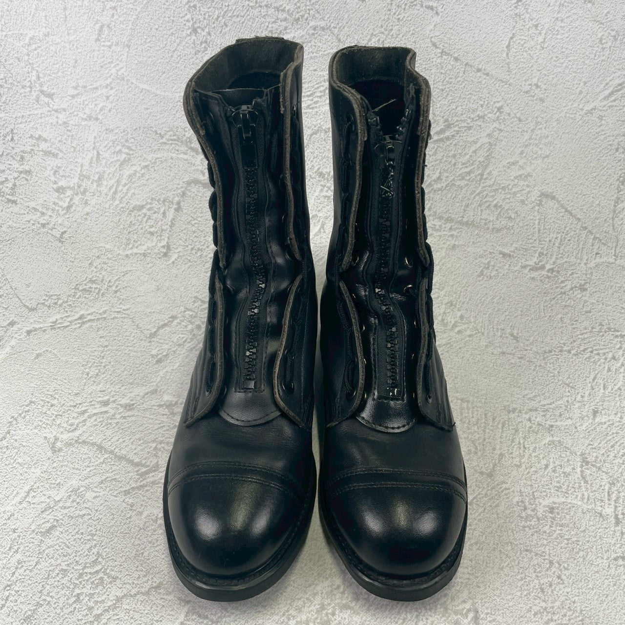 [Made in 1991] US ARMY / MILITLY Military Front Zip Boots, Straight, Wingtip, Steel Toe, Black, US Size 6.5 / Equivalent to 25cm [W3430]
