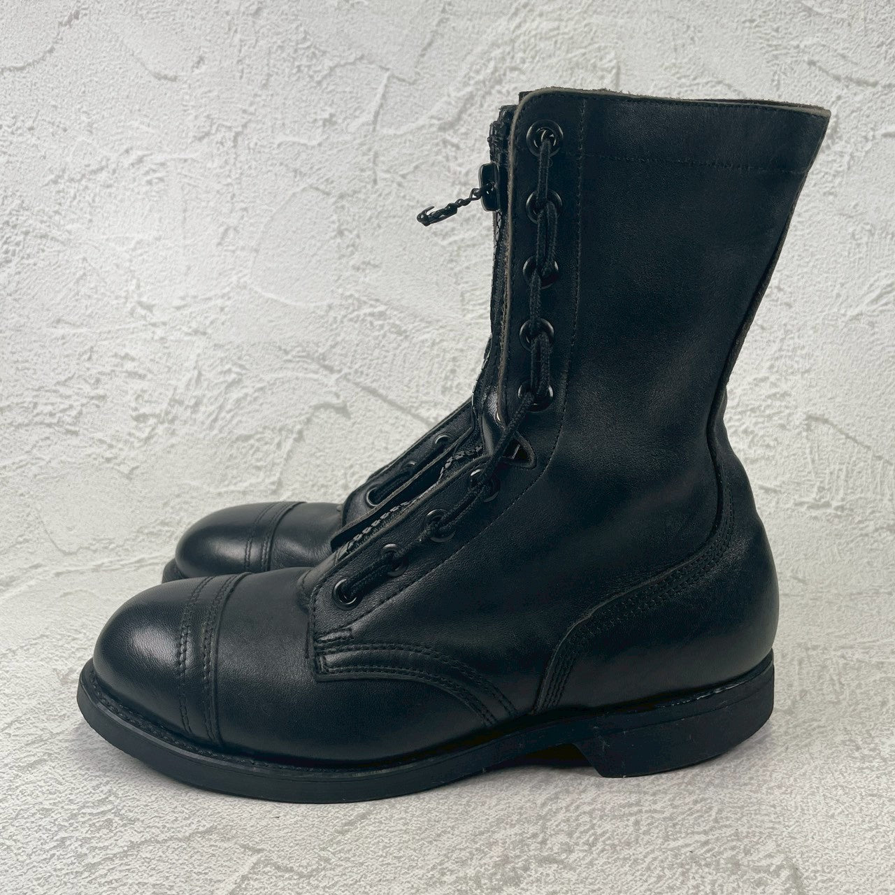 [Made in 1991] US ARMY / MILITLY Military Front Zip Boots, Straight, Wingtip, Steel Toe, Black, US Size 6.5 / Equivalent to 25cm [W3430]