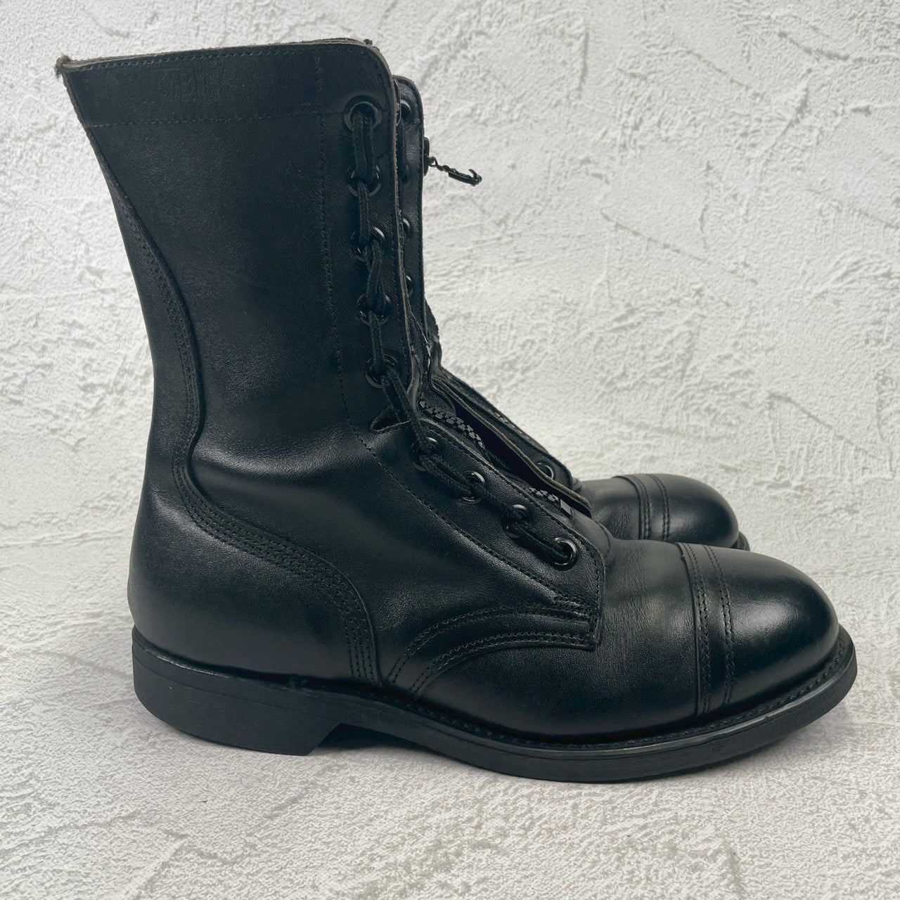 [Made in 1991] US ARMY / MILITLY Military Front Zip Boots, Straight, Wingtip, Steel Toe, Black, US Size 6.5 / Equivalent to 25cm [W3430]