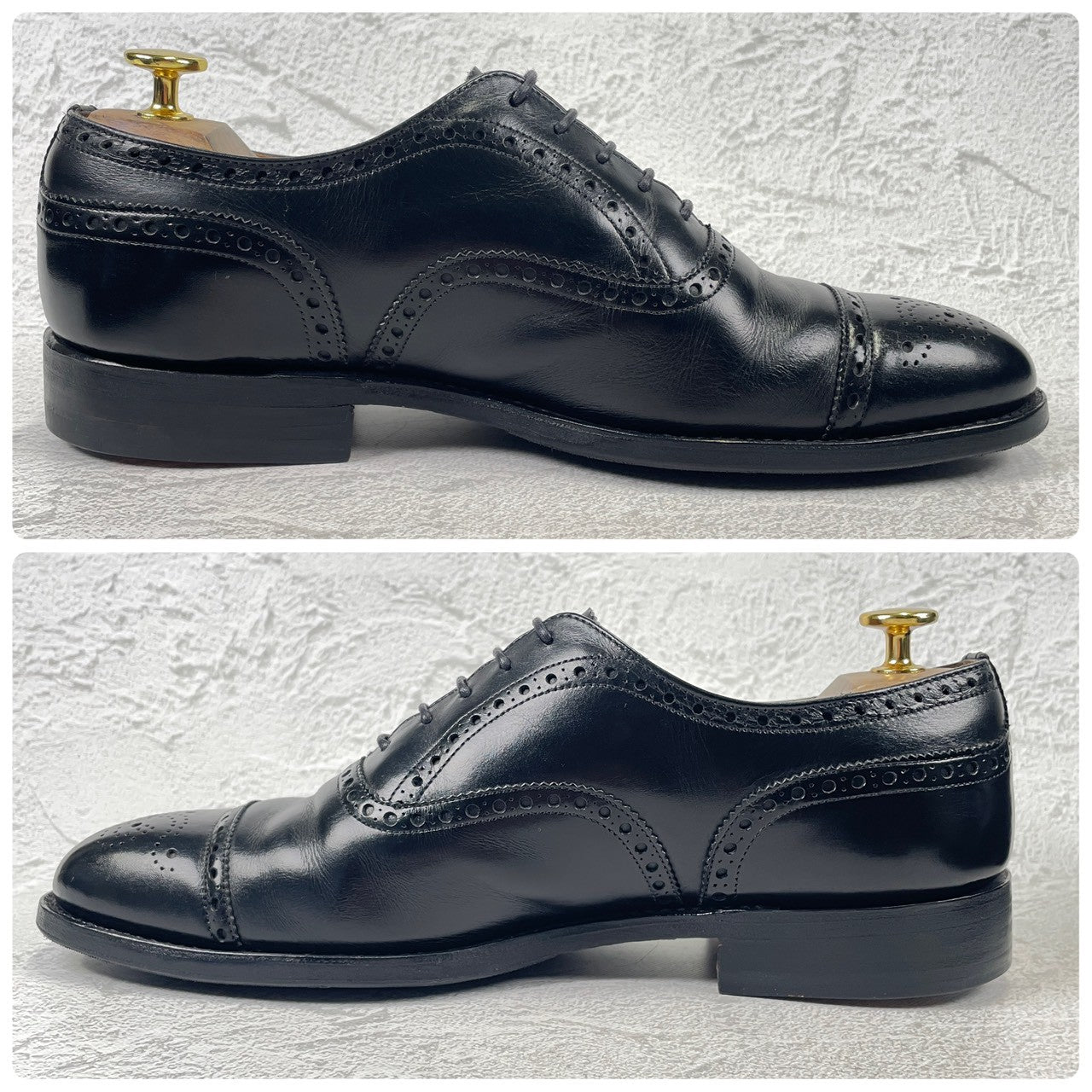 Church's Diplomat Full Brogue Straight Heel Boots with Inner Wings, Black, UK 7.5, Size 26cm (W3423) - Lift Replaced