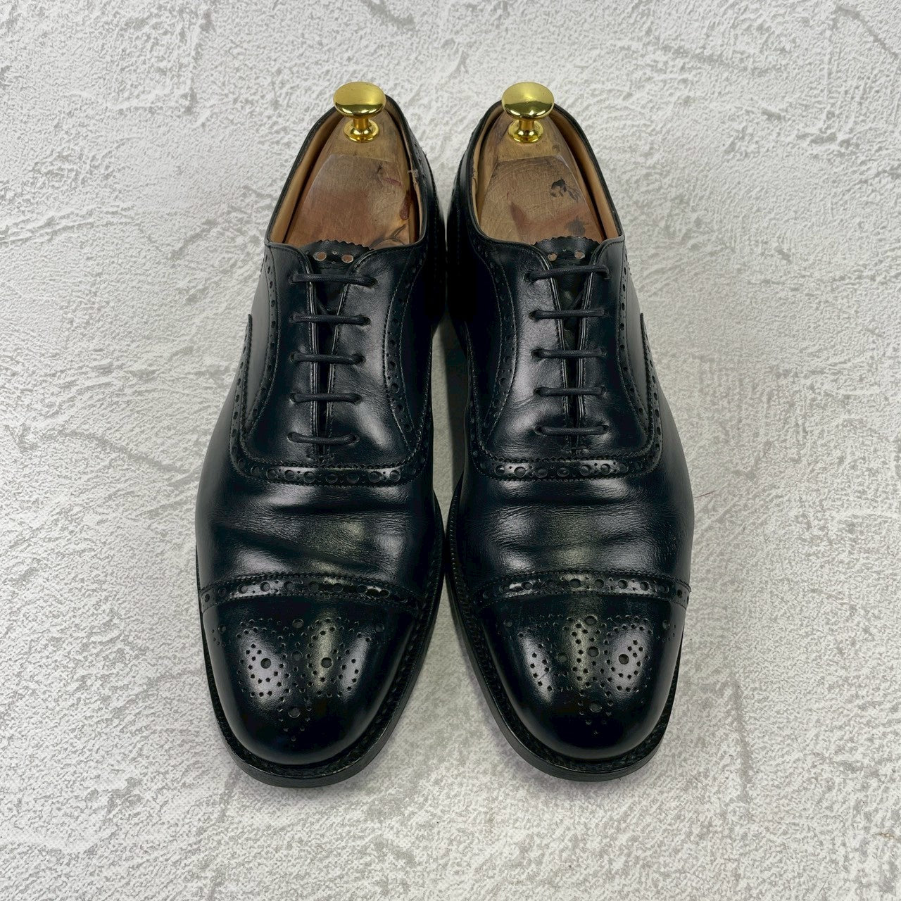 Church's Diplomat Full Brogue Straight Heel Boots with Inner Wings, Black, UK 7.5, Size 26cm (W3423) - Lift Replaced