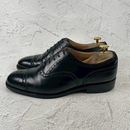 Church's Diplomat Full Brogue Straight Heel Boots with Inner Wings, Black, UK 7.5, Size 26cm (W3423) - Lift Replaced