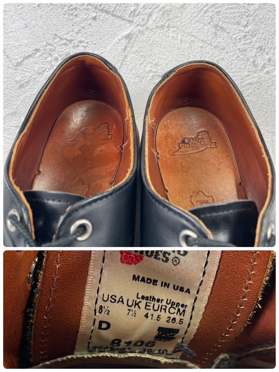 RED WING / Red Wing / 8106 / Classic Work Oxford Moccasins, U-tip, Wingtip, Black, US 8.5 / UK 7.5 / 26.5cm [W3427]