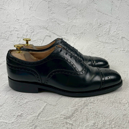 Church's Diplomat Full Brogue Straight Heel Boots with Inner Wings, Black, UK 7.5, Size 26cm (W3423) - Lift Replaced