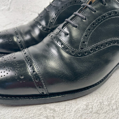 Church's Diplomat Full Brogue Straight Heel Boots with Inner Wings, Black, UK 7.5, Size 26cm (W3423) - Lift Replaced