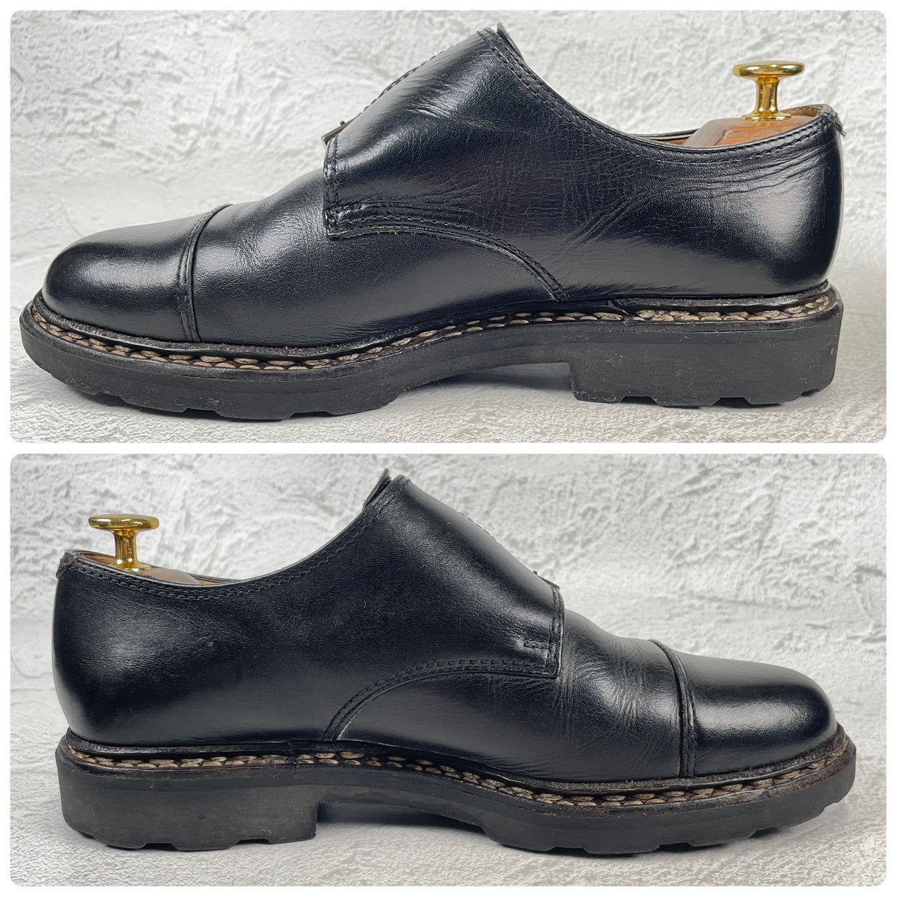 [Good Condition] Paraboot WILLIAM Double Monk Straight Boots, Black, UK 5.5 / 24cm [W3440]