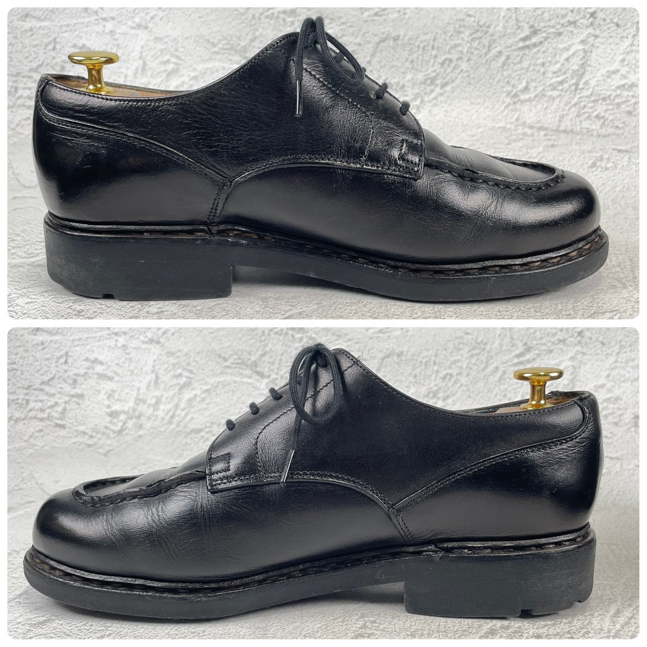 [Re-dyed] Paraboot CHAMBORD U-tip boots, black, UK7 / 25.5cm [W3441]