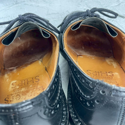 Tricker's SHIPS Exclusive BURTON Wing Full-Brogue Boots, Black, UK 6.5 / 25cm (W3442) [Lift Replacement]