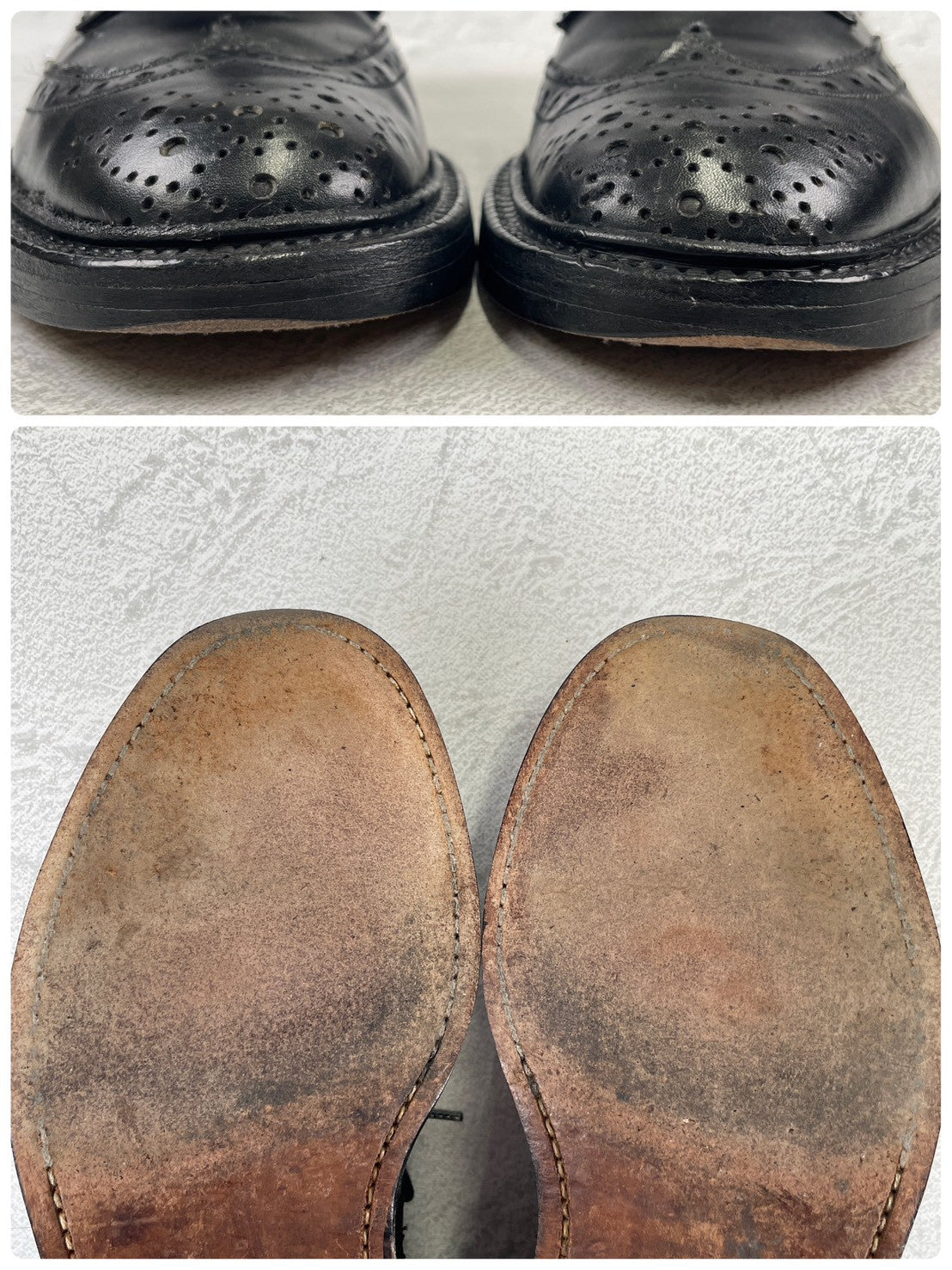 Tricker's SHIPS Exclusive BURTON Wing Full-Brogue Boots, Black, UK 6.5 / 25cm (W3442) [Lift Replacement]