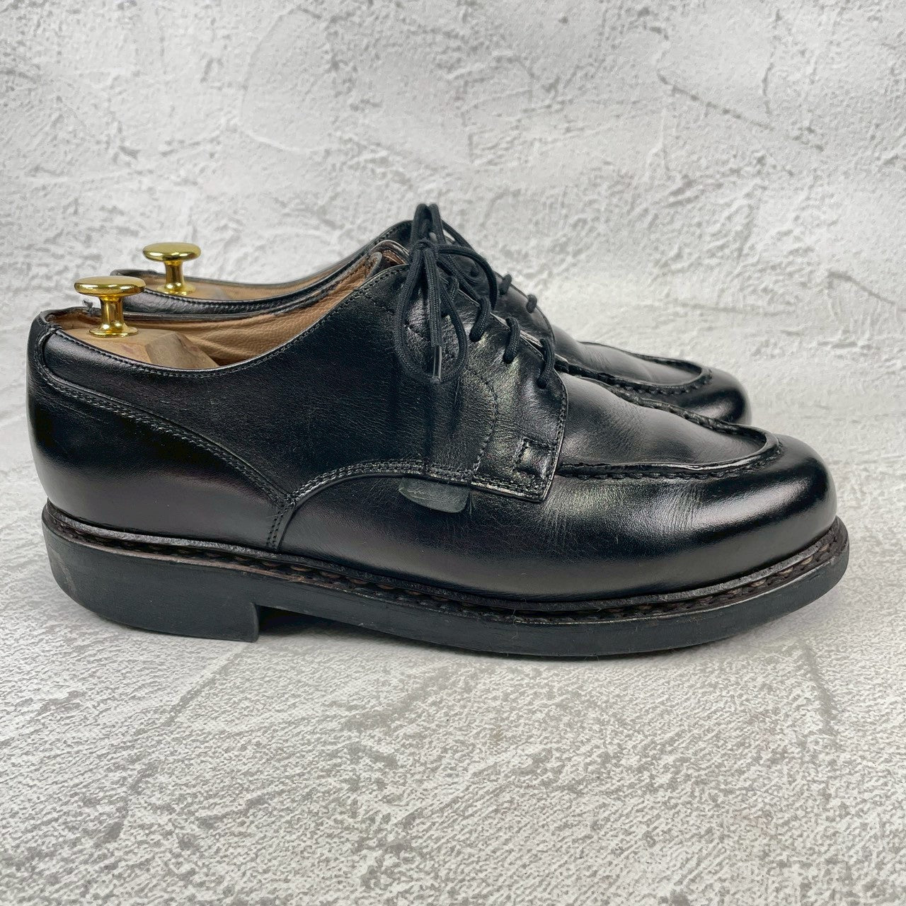 [Re-dyed] Paraboot CHAMBORD U-tip boots, black, UK7 / 25.5cm [W3441]