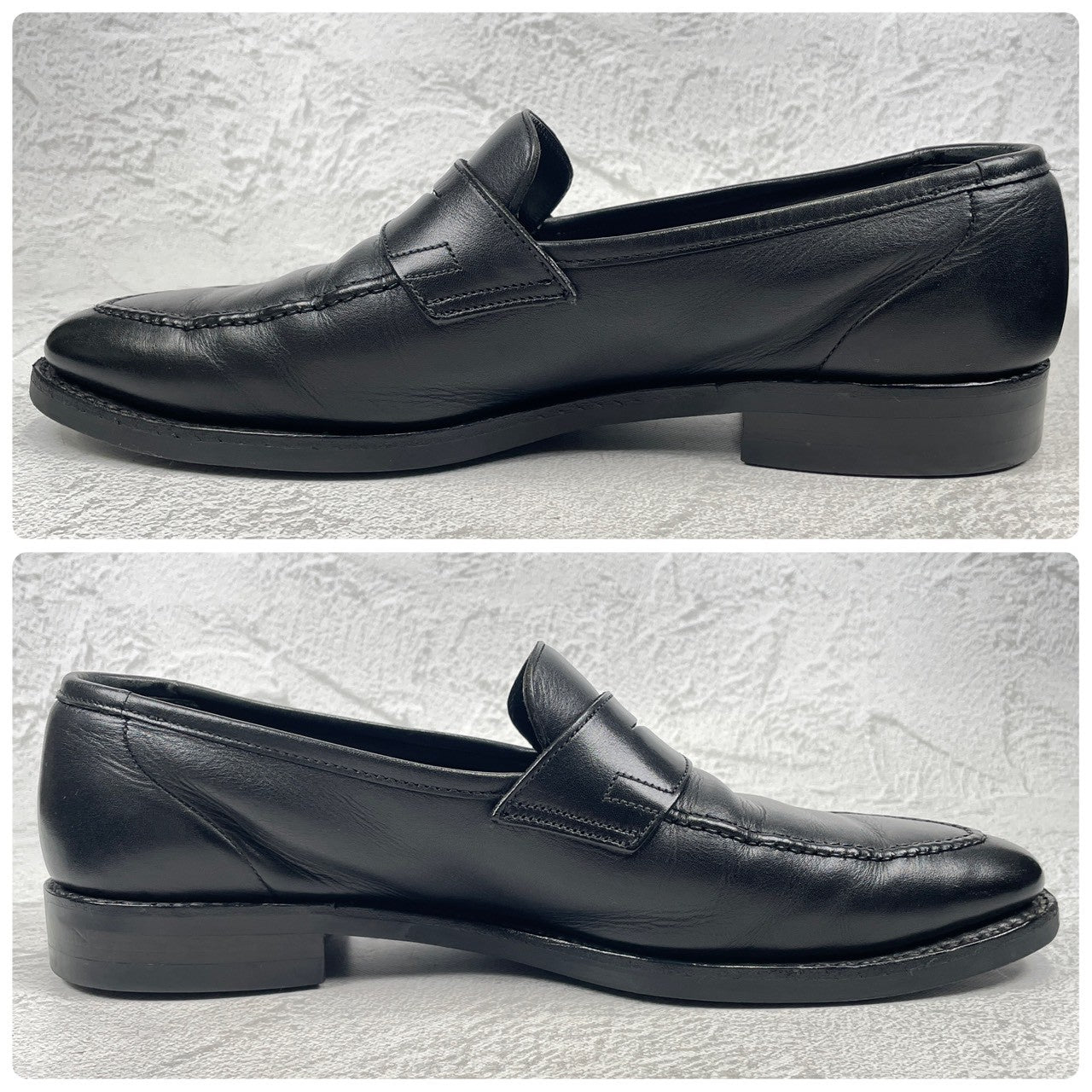 Crockett &amp; Jones Sydney-style penny loafers with a pointed toe and city sole, black, size UK 8.5 (approx. 27cm) [W3445]